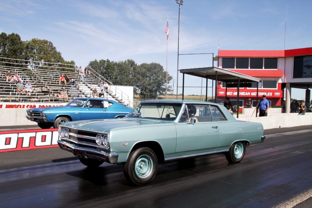 011 2021 pure stock drags blue 327/Powerglide-equipped ’65 Chevelle