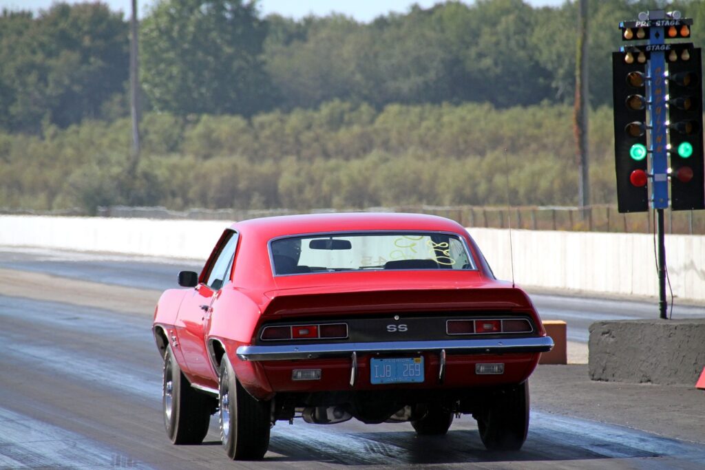 021 2021 pure stock drags red camaro 396, a four-speed, and 4.56 gears