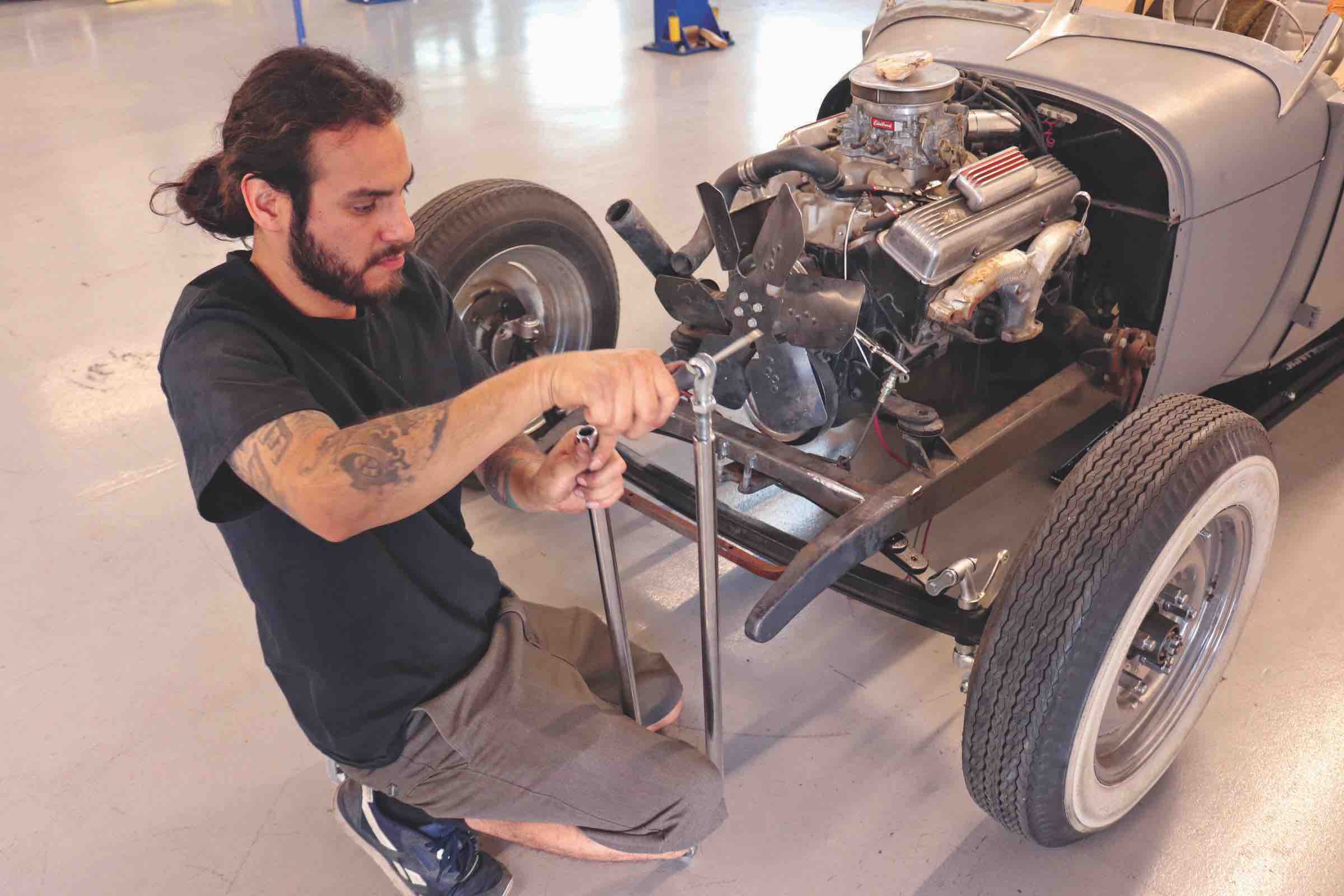 15 With the drop axle assembly installed under the Model A_s frame