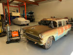 01 Out Project ’55 Chevy wagon resting in the In The Garage Media Tech Center ready for the roof swap
