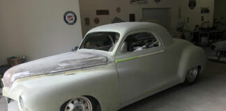 01 This 1947 Dodge arrived ready for paint but revisions to the previously extended roof hood and grille opening