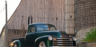 01 A stunning Chevy 3100 truck owned by Jeremy Shultz featuring a unique blend of Mopar muscle and family values
