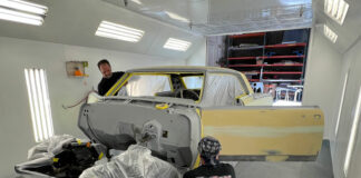 01 prepping a 1965 Chevelle before it receives its PPG black paint