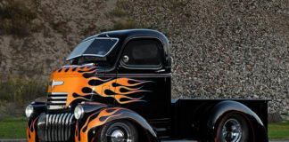 01 COE truck with captivating flame paint job