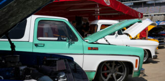 01 Classic Chevy pickup trucks lined up at the C10 Nationals Texas 2023