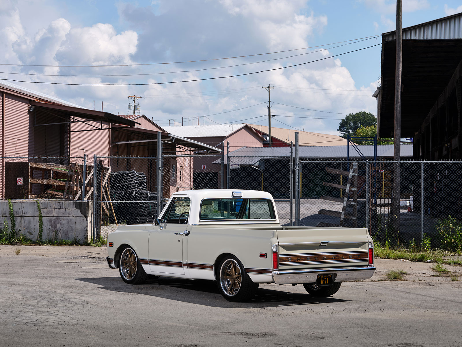 03 The Chevy C10 in its final rendition resplendent in Desert Beige and Iceberg White a testament to the craftsmanship of Rutterz Rodz