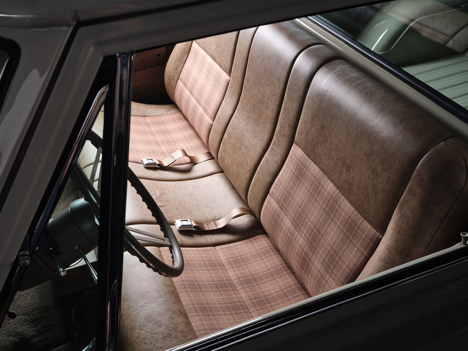 06 Todd Smith s beautifully designed distressed leather and plaid interior inside the Chevy C10