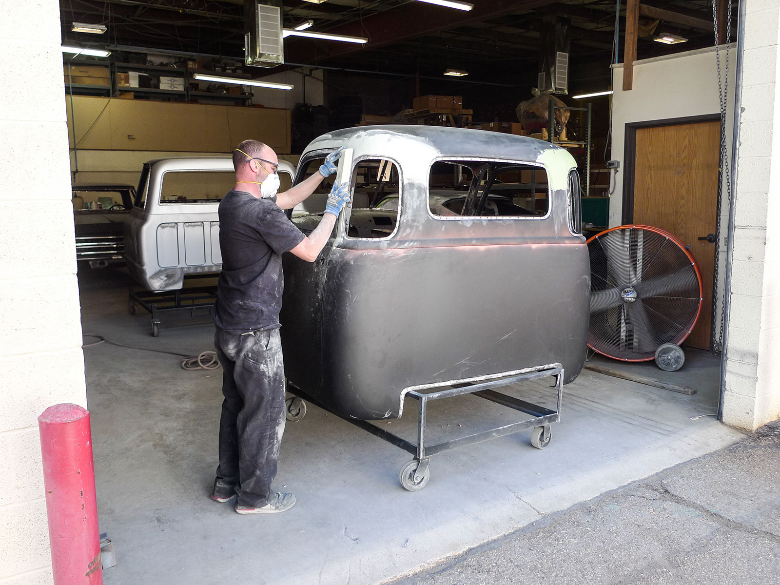 12 a 47 53 cab receiving detailed finish bodywork in a separate section of the Premier Street Rod facility