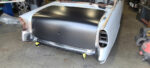 01 Out with the Tri Five Chevy s old sheetmetal and in with the new Golden Star Classic Auto Parts tailpan