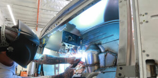 01 Jason Scudellari reinforcing the cowl of a Model A Ford roadster with welding for Kugel Komponents pedal assembly