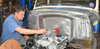 01 Holley carburetor on the newly installed BluePrint chevy firewall