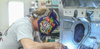 01 Patience is key during a sheet metal welding project for a 1964 Pontiac LeMans convertible restoration