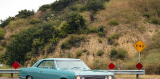 01 Side view of an Emerald Turquoise1967 Chevy Malibu fully restored featuring custom modifications and vintage charm
