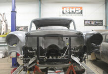 01 Vintage car fender restoration process showing original and reproduction fenders