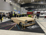 24 Vintage beige pickup truck with colorful display undercarriage at the show