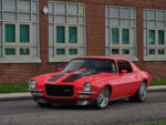 001 Front view of a red 1970 Camaro Z28 with black racing stripes
