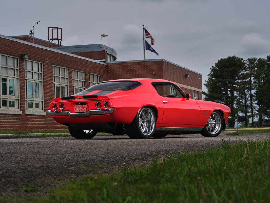 005 Rear view highlighting the 1970 Camaro's taillights and license plate