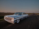 1959 Chevy Impala in Sheetmetal Clothing 01 1959 chevy impala bothello built by bbt fabrications driving down road