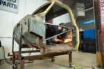 01 1968 Chevrolet C10 cab restoration with metalwork and grinding sparks in progress