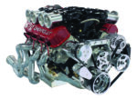 01 A Chevrolet 572 big block engine with polished velocity stacks and custom headers