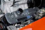 008 MT valve covers and clean chrome accents on the engine of a 1957 Chevy Bel Air gasser