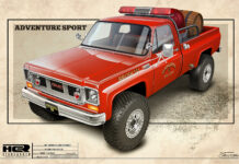 01 1979 GMC K2500 Adventure Sport concept rendering showcasing classic off road style and fire department graphics