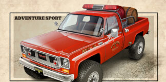 01 1979 GMC K2500 Adventure Sport concept rendering showcasing classic off road style and fire department graphics