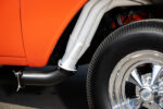 016 White painted custom headers and chrome wheels on the 1957 Chevy Bel Air gasser