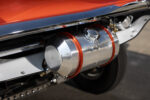 017 Front mounted fuel tank with polished aluminum straps on the 1957 Chevy Bel Air gasser