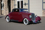 02 1933 Ford Cabriolet front grille with vertical chrome bars dual round headlights and streamlined fender design