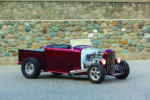 06 Aerial view of a 1932 Ford Roadster pickup with black tonneau cover and vintage interior