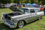 15 1956 Chevrolet Nomad in metallic silver with chrome wheels and detailed engine compartment polished for the car show