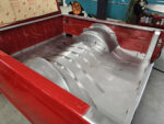 20 Custom Chevy OBS truck bed with fabricated metal tub and floor reinforcements in progress