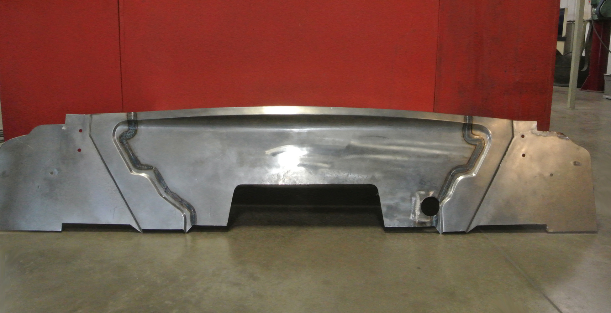 20 Full width custom firewall piece completed for installation ready to be mounted in the 1959 Chevrolet