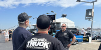21 Classic Truck Performance crew films a segment at the show capturing the action among custom trucks and enthusiasts