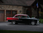 004 1955 Chevrolet Bel Air V8 engine with polished blower high performance setup and show quality detailing