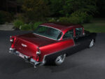 005 1955 Chevy Bel Air engine bay MT valve covers braided lines and supercharger classic hot rod build