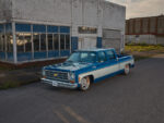 01 1979 Chevy Crew Cab rear quarter view chrome tailgate long bed dual exhaust custom truck