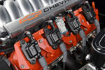 012 1969 Chevrolet Camaro LS engine ignition system with MSD coil packs and Chevrolet branded intake manifold for reliability