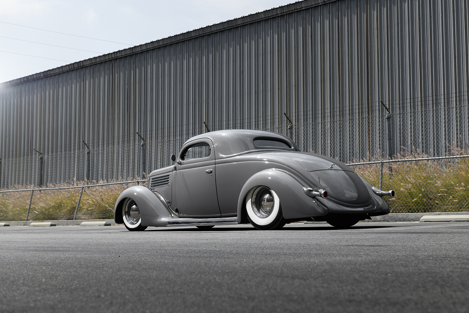 04 1936 Ford hot rod rear view smoothed trunk custom taillights lowered suspension whitewalls