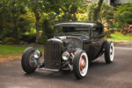 05 1932 Ford Coupe front view vertical grille exposed flathead engine and chrome accents classic design