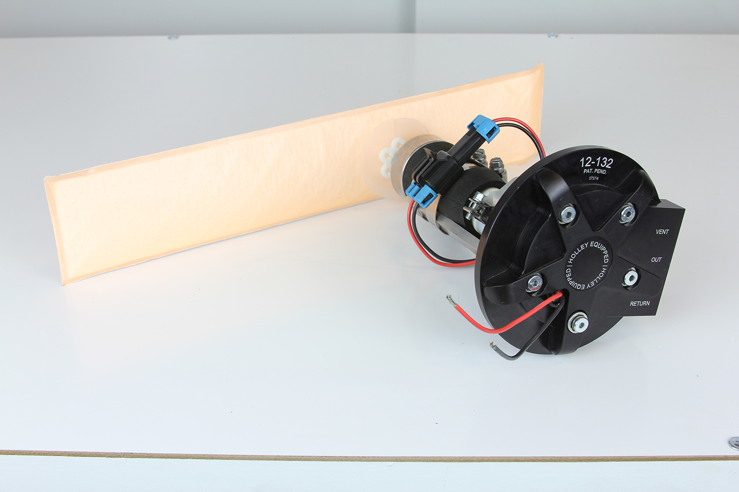 11 Holley in tank EFI fuel pump module with wiring and ports for return vent and outlet connections