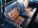 12 1979 Chevy Crew Cab backseat plaid orange and white upholstery clean interior classic design