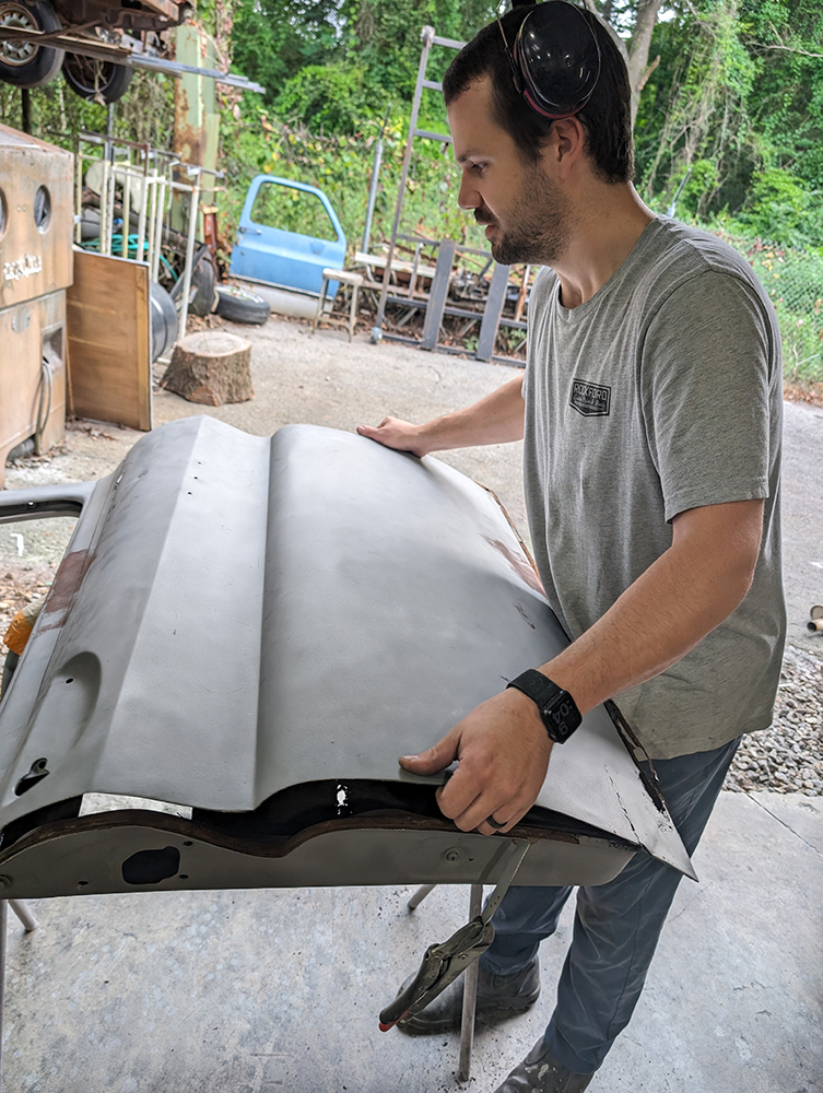12 Aligning inner and outer panels during 1966 Chevy truck door repair