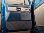 14 1979 Chevy Crew Cab door panel blue and chrome trim vintage truck interior details