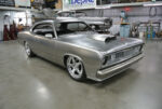 01 Custom 1971 Plymouth with a raw metal finish aggressive stance and polished five spoke wheels