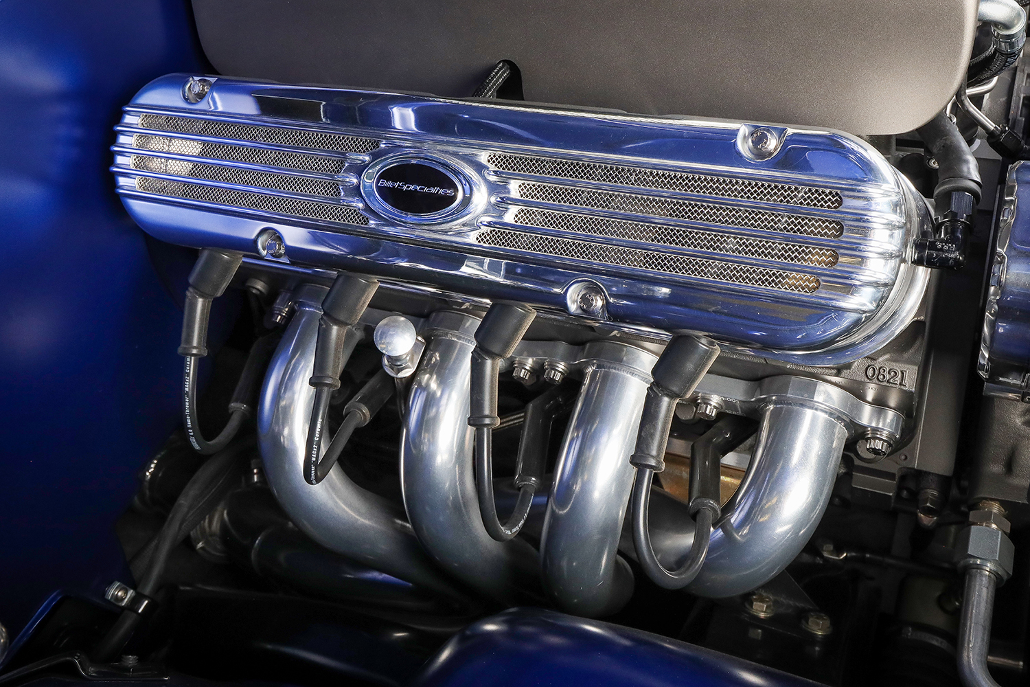 010 1969 Chevy Camaro Billet Specialties valve covers with polished headers and plug wires