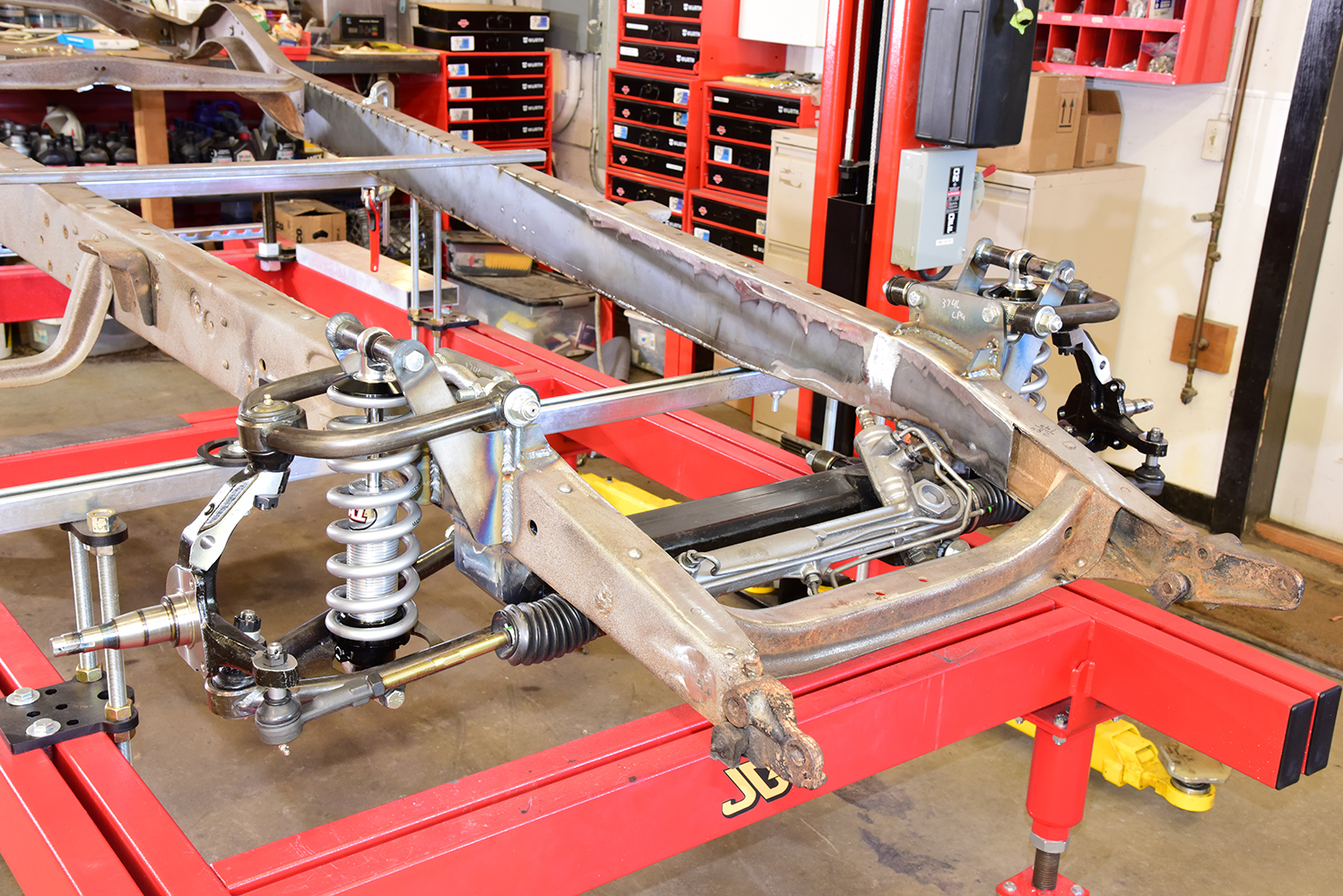 04 Assembled front suspension on 1946 Chevy truck chassis