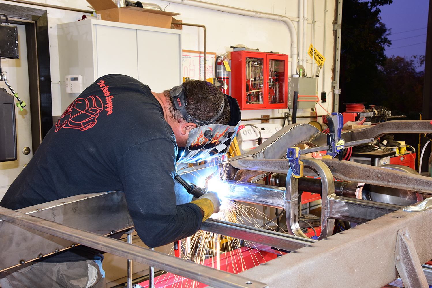 06 Welding rear suspension brackets on 1946 Chevy truck frame