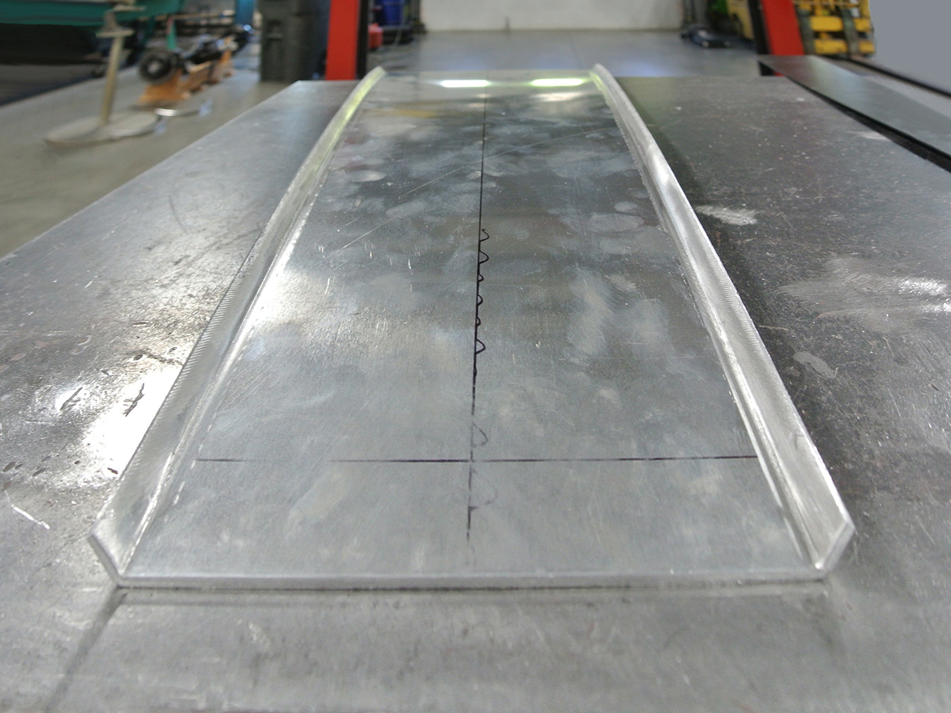 08 Custom fabricated metal strip designed for the hood or body of the 1971 Plymouth project
